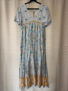 Baltic Born In Bloom Cambria Maxi Dress – Blue Floral Tie Back (Large)